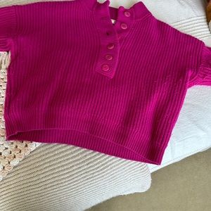 Bright pink cotton and wool sweater, woman’s M